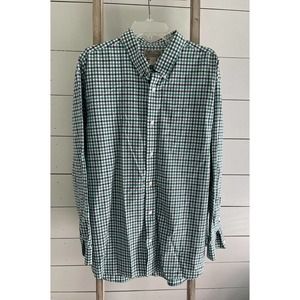 Duluth Trading Co Men's Blue/Green Plaid Long Sleeve Button Up Shirt Size 2XL